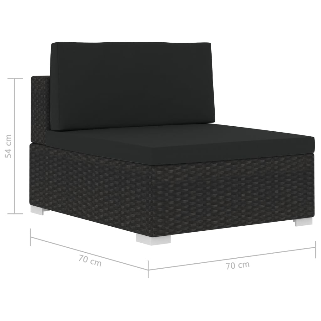 Set Divani da Giardino 3 pz con Cuscini in Polyrattan Nero - homemem39