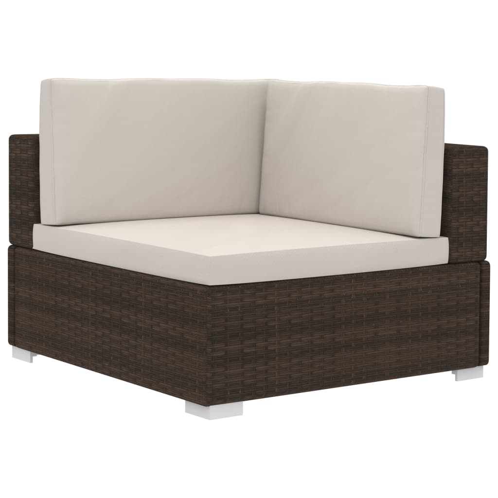 Set Divani da Giardino 4 pz con Cuscini in Polyrattan Marrone - homemem39