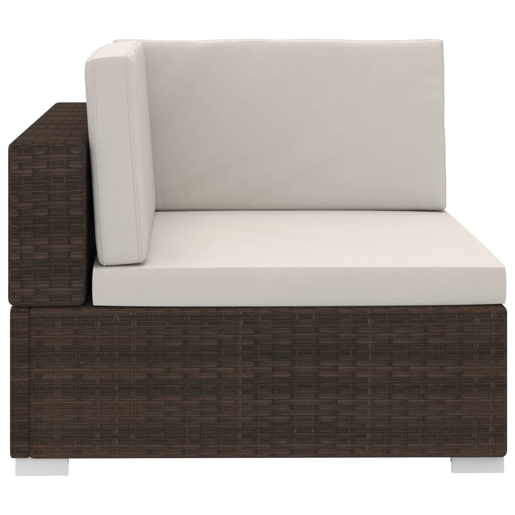 Set Divani da Giardino 4 pz con Cuscini in Polyrattan Marrone - homemem39