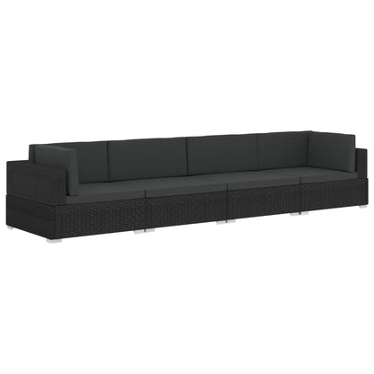 Set Divani da Giardino 4 pz con Cuscini in Polyrattan Nero - homemem39