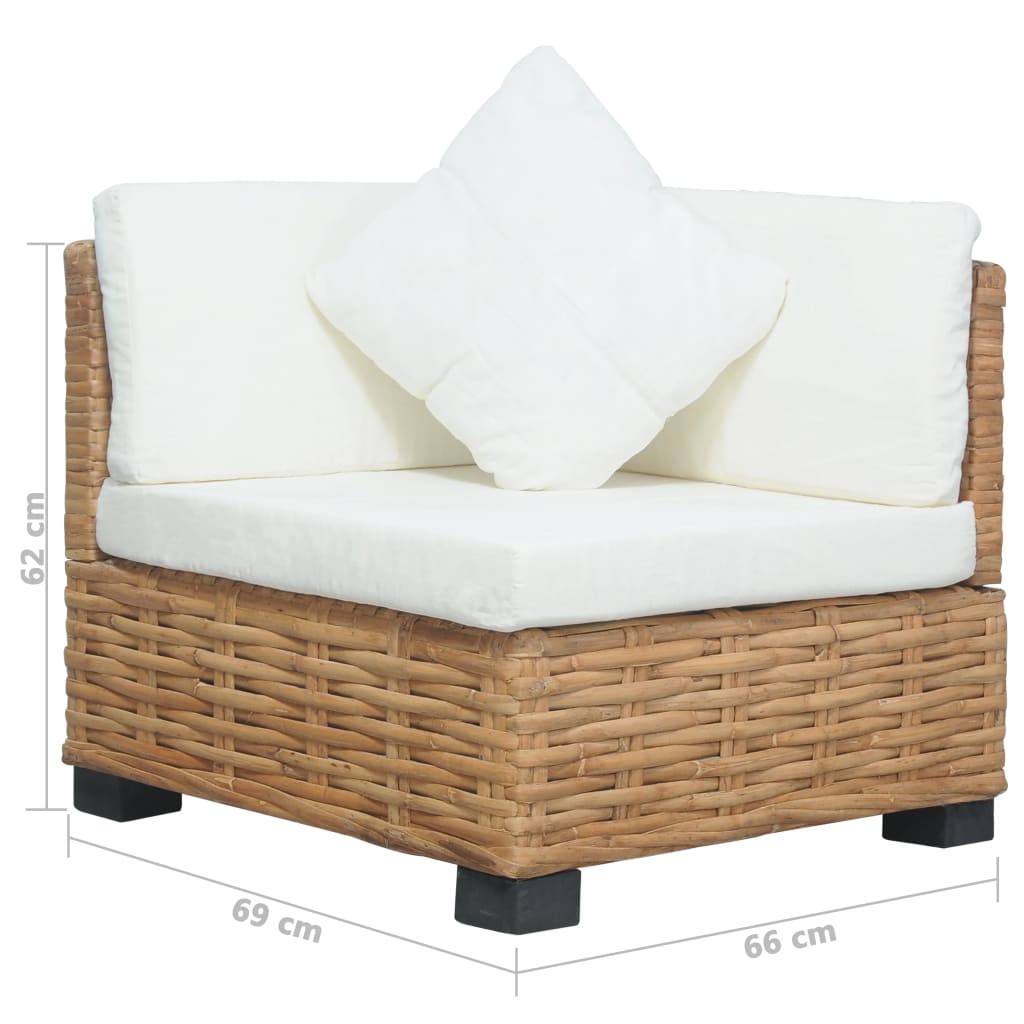 Divano Angolare con Cuscini in Rattan Naturale - homemem39