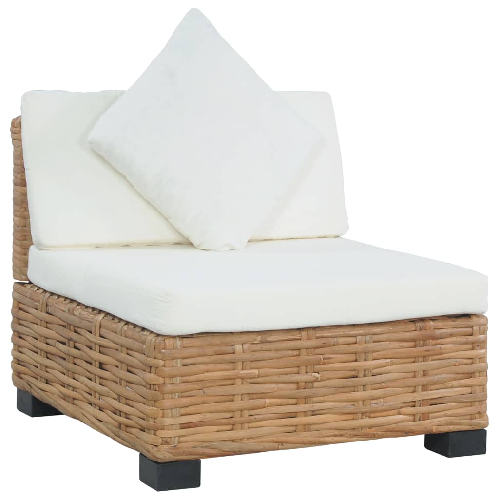 Divano Senza Braccioli con Cuscini Rattan Naturale - homemem39