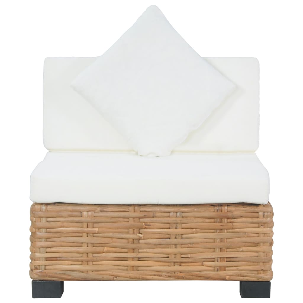 Divano Senza Braccioli con Cuscini Rattan Naturale - homemem39