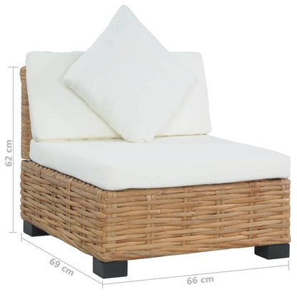 Divano Senza Braccioli con Cuscini Rattan Naturale - homemem39