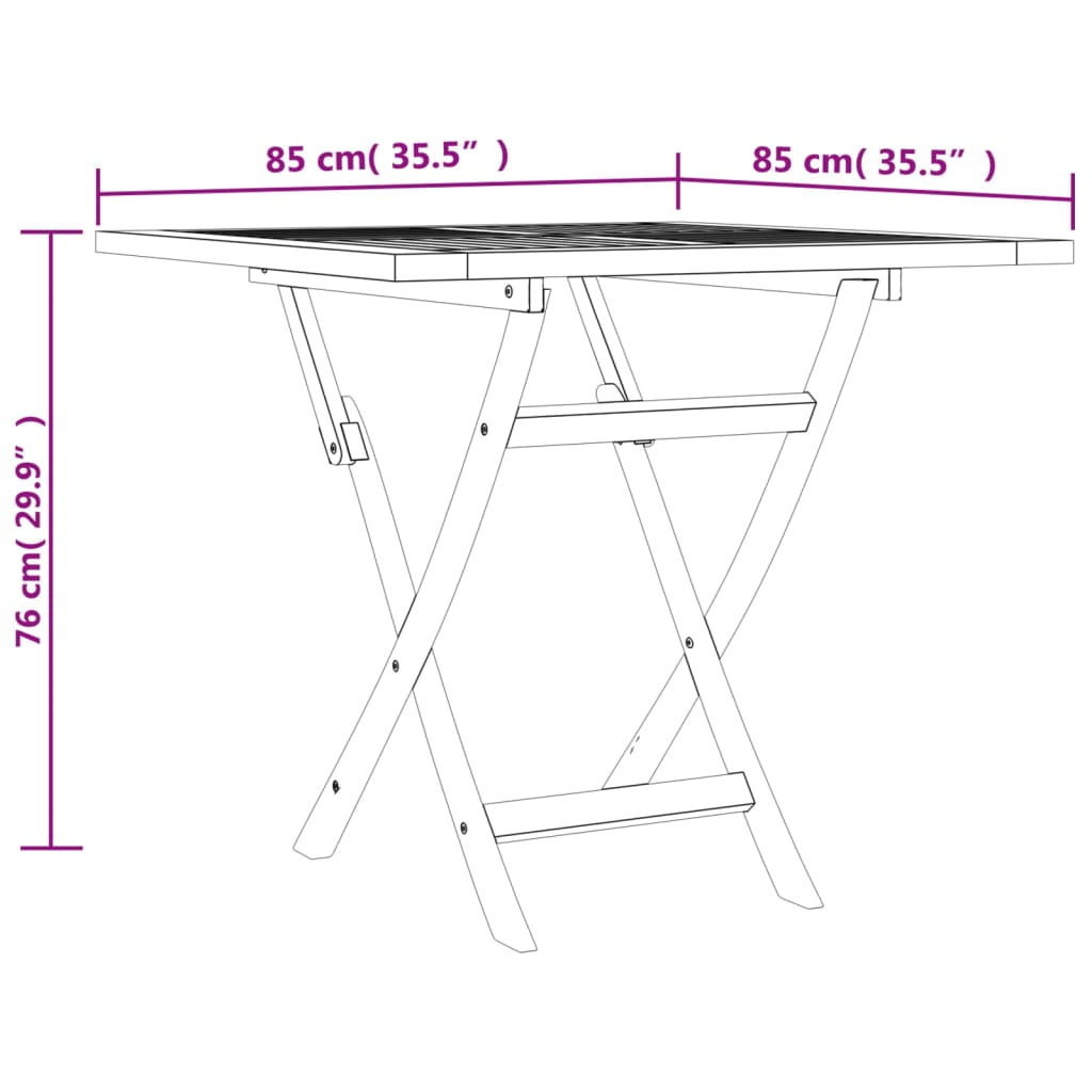 Tavolo da Giardino Pieghevole 85x85x76cm Legno Massello di Teak - homemem39