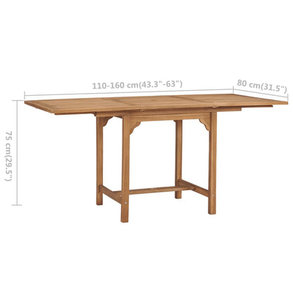Tavolo da Giardino Estensibile (110-160)x80x75 cm Massello Teak - homemem39