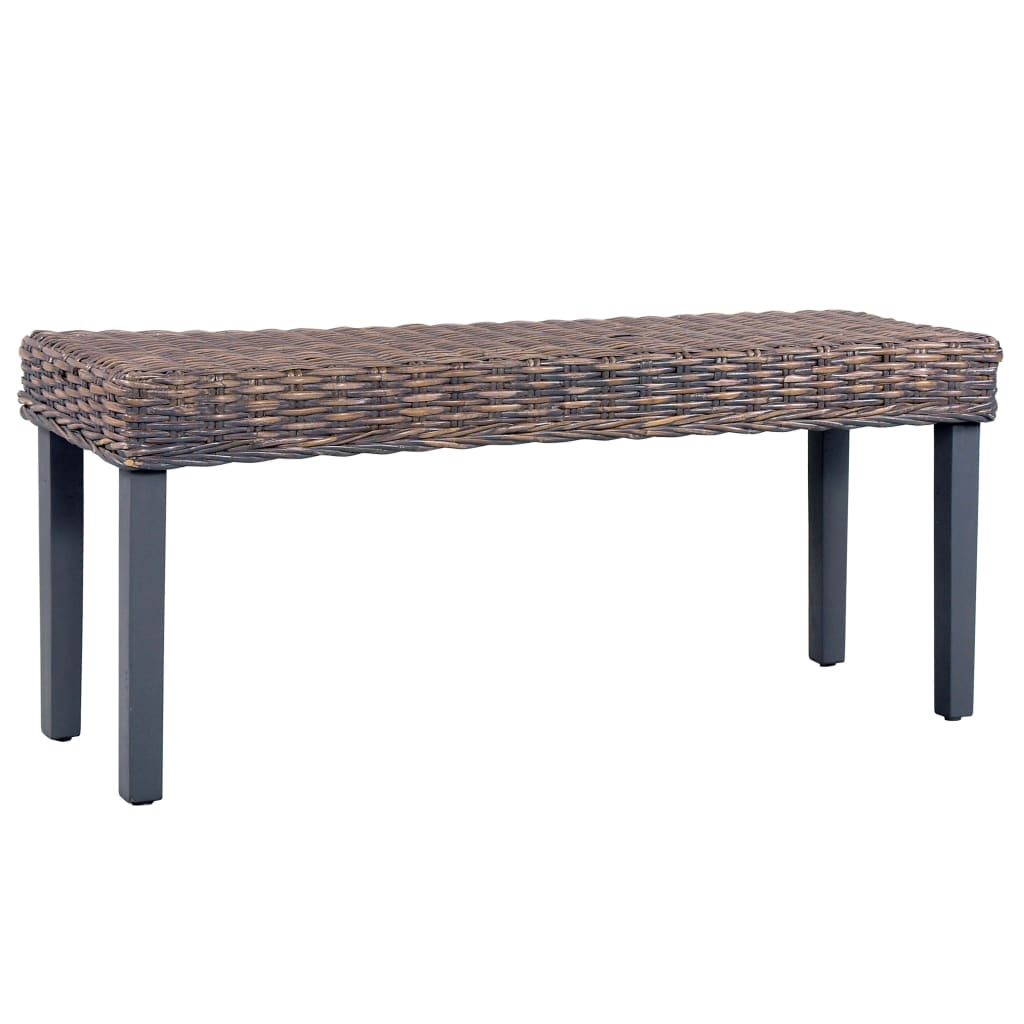 Panca 110 cm Grigia in Rattan Naturale Kubu e Massello di Mango - homemem39