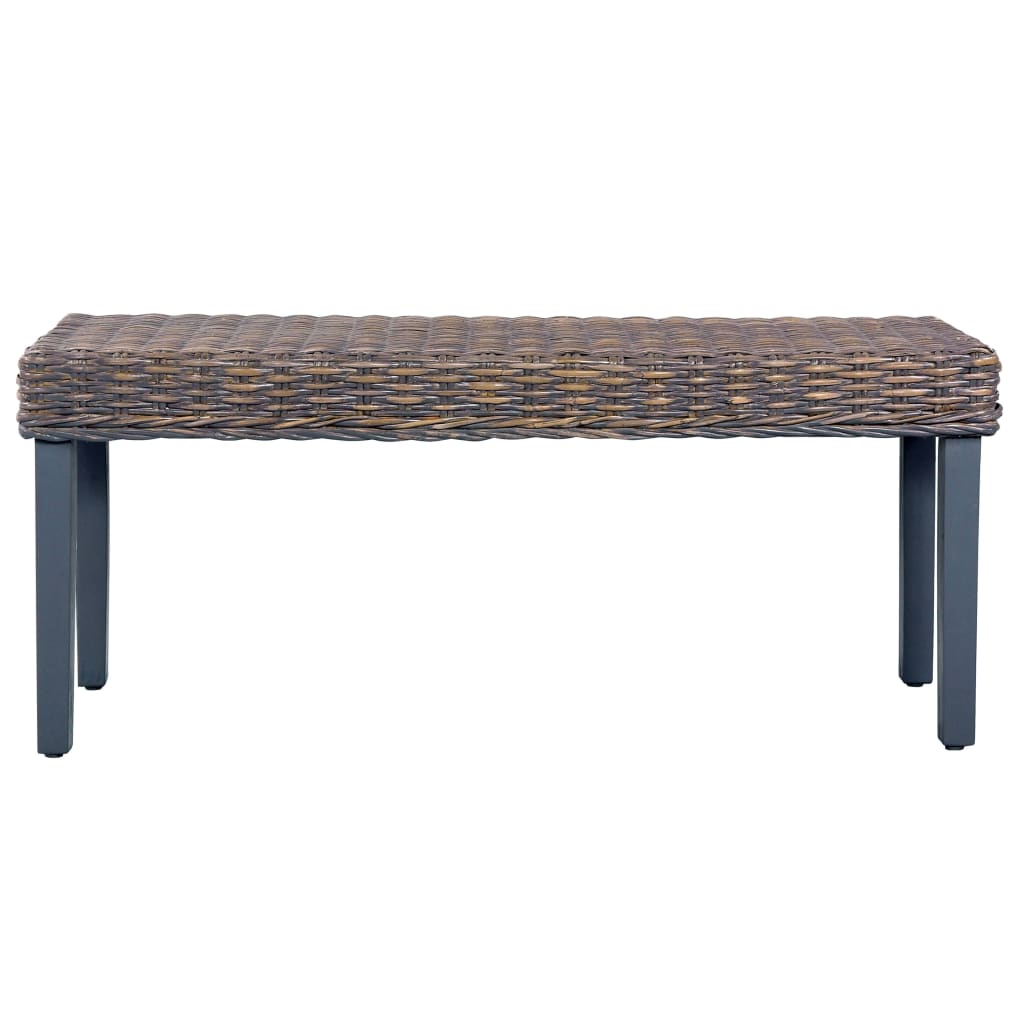 Panca 110 cm Grigia in Rattan Naturale Kubu e Massello di Mango - homemem39