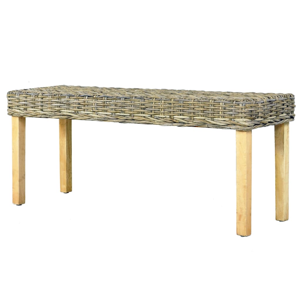 Panca 110 cm in Rattan Naturale Kubu e Massello di Mango - homemem39