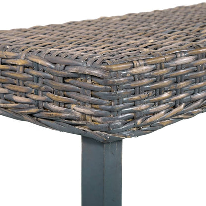 Panca 160 cm Grigia in Rattan Naturale Kubu e Massello di Mango - homemem39