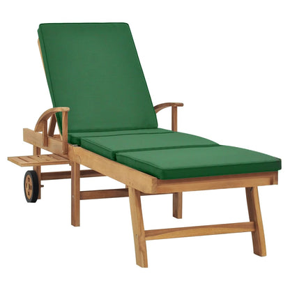 Lettino Prendisole con Cuscino in Massello di Teak Verde - homemem39