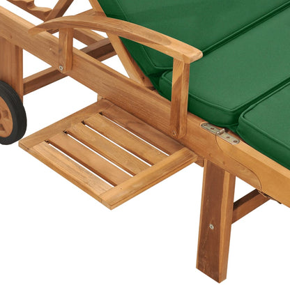 Lettino Prendisole con Cuscino in Massello di Teak Verde - homemem39