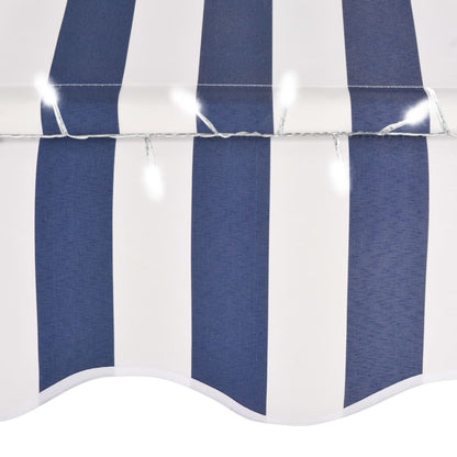 Tenda da Sole Retrattile Manuale con LED 250 cm Blu e Bianco - homemem39
