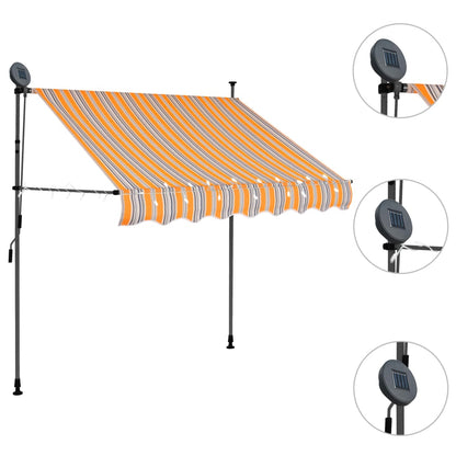 Tenda da Sole Retrattile Manuale con LED 200 cm Giallo e Blu - homemem39