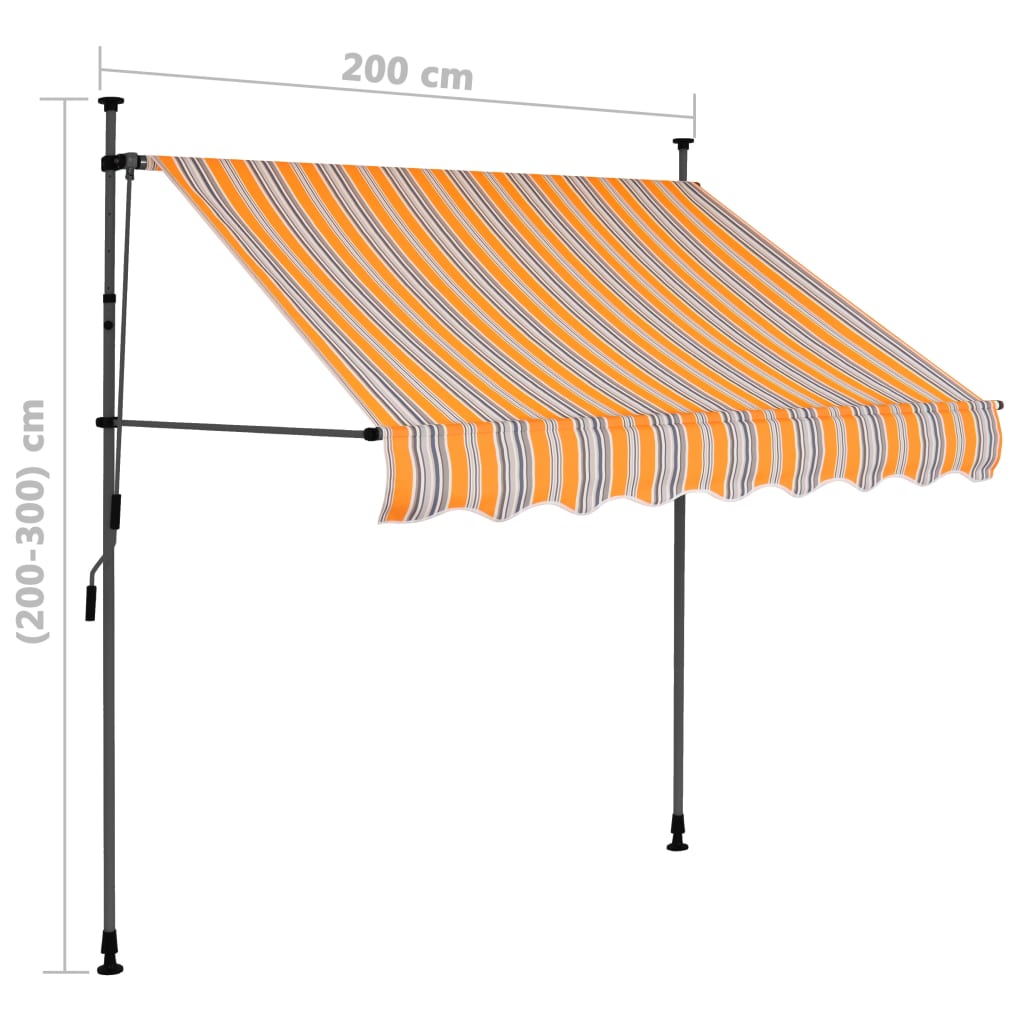 Tenda da Sole Retrattile Manuale con LED 200 cm Giallo e Blu - homemem39