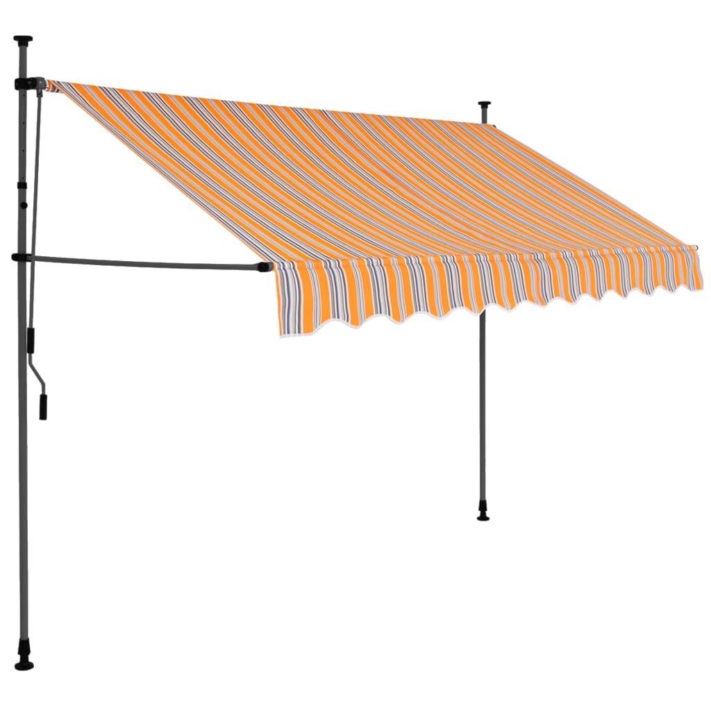 Tenda da Sole Retrattile Manuale con LED 250 cm Giallo e Blu - homemem39