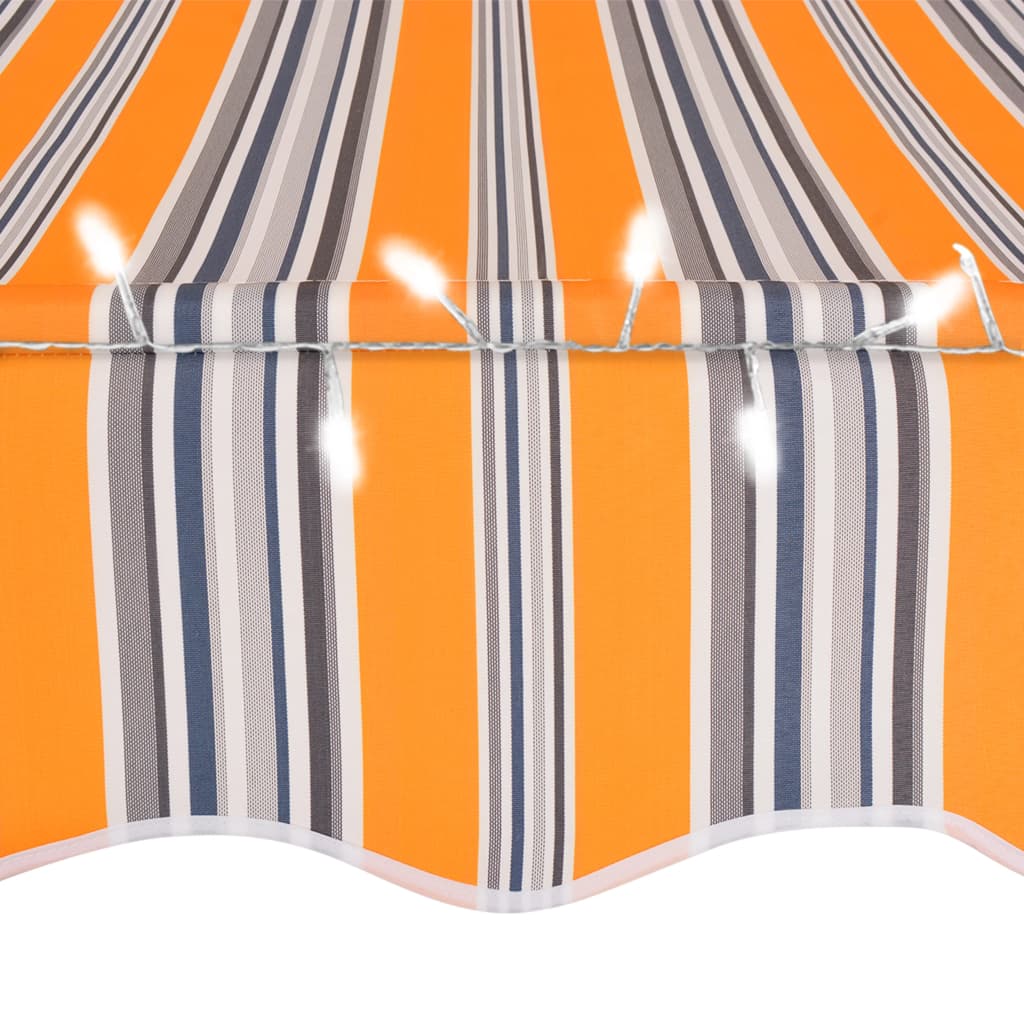 Tenda da Sole Retrattile Manuale con LED 300 cm Giallo e Blu - homemem39