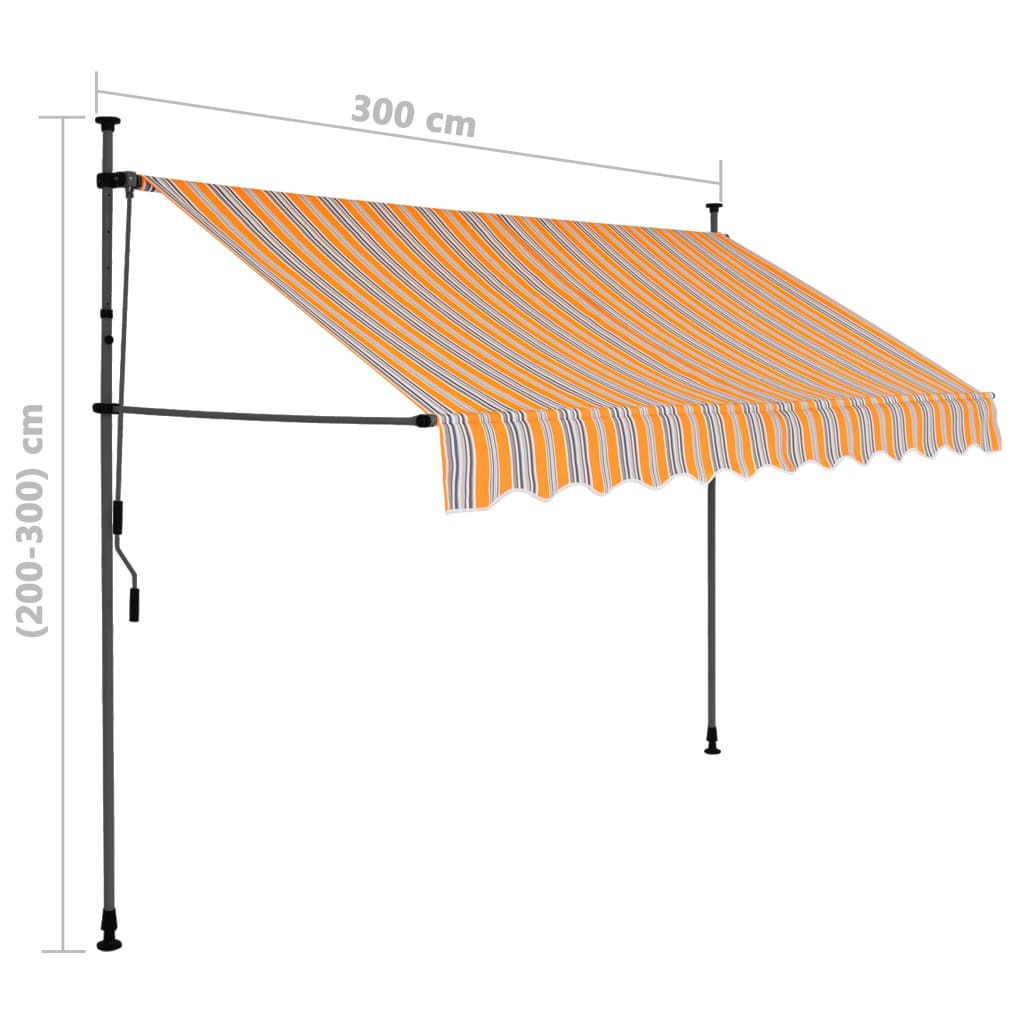 Tenda da Sole Retrattile Manuale con LED 300 cm Giallo e Blu - homemem39