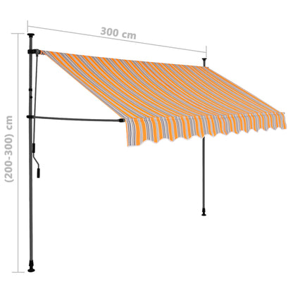 Tenda da Sole Retrattile Manuale con LED 300 cm Giallo e Blu - homemem39