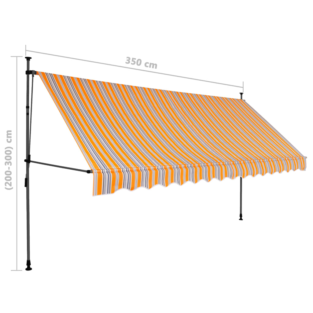 Tenda da Sole Retrattile Manuale con LED 350 cm Giallo e Blu - homemem39