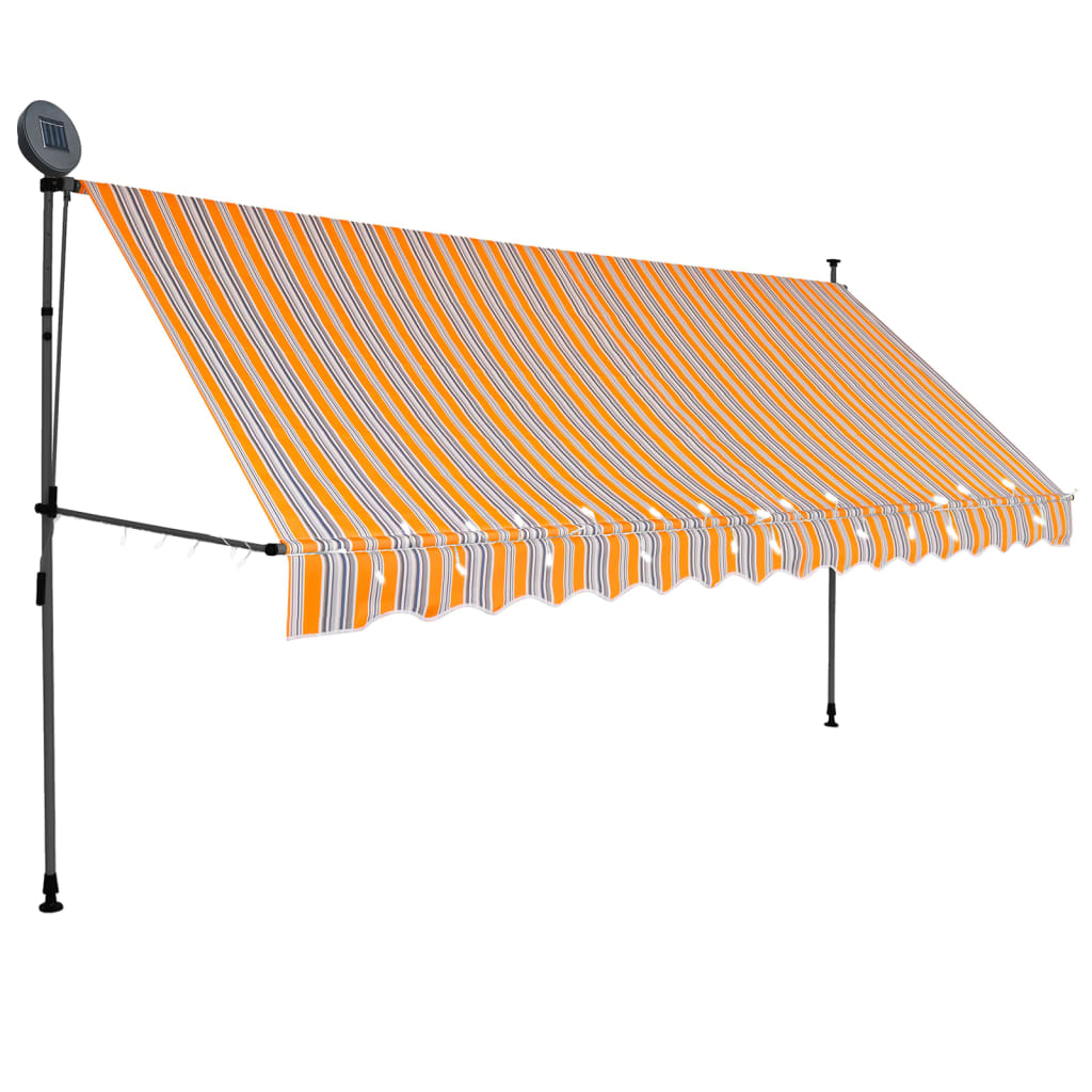 Tenda da Sole Retrattile Manuale con LED 400 cm Giallo e Blu - homemem39