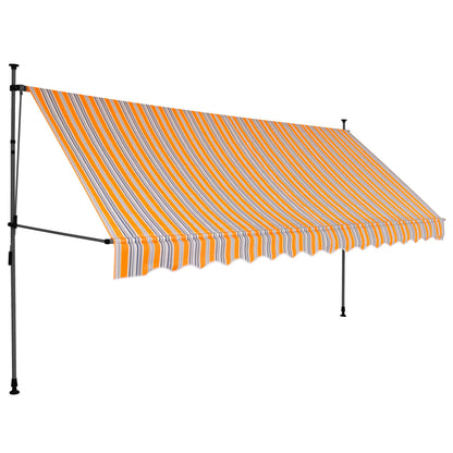 Tenda da Sole Retrattile Manuale con LED 400 cm Giallo e Blu - homemem39