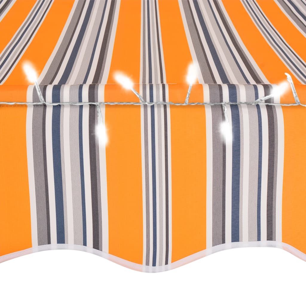 Tenda da Sole Retrattile Manuale con LED 400 cm Giallo e Blu - homemem39
