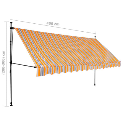 Tenda da Sole Retrattile Manuale con LED 400 cm Giallo e Blu - homemem39