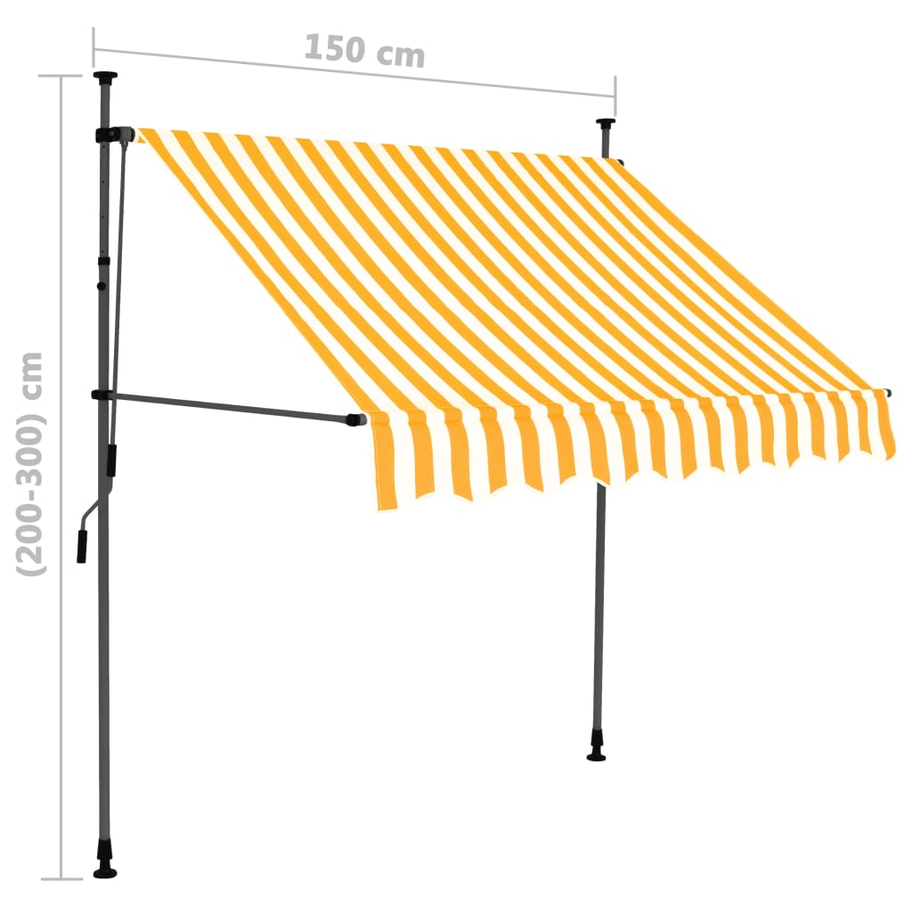 Tenda da Sole Retrattile Manuale LED 150 cm Bianco e Arancione - homemem39