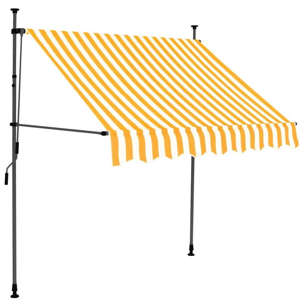Tenda da Sole Retrattile Manuale LED 200 cm Bianco e Arancione - homemem39