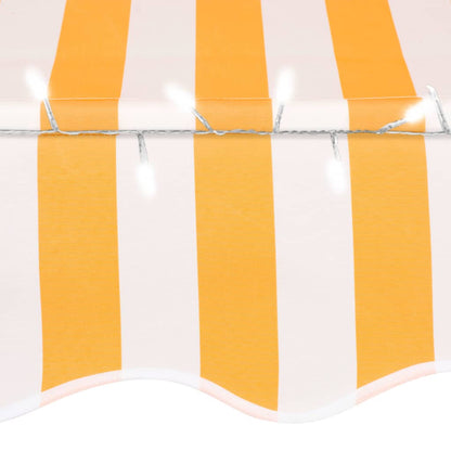 Tenda da Sole Retrattile Manuale LED 300 cm Bianco e Arancione - homemem39