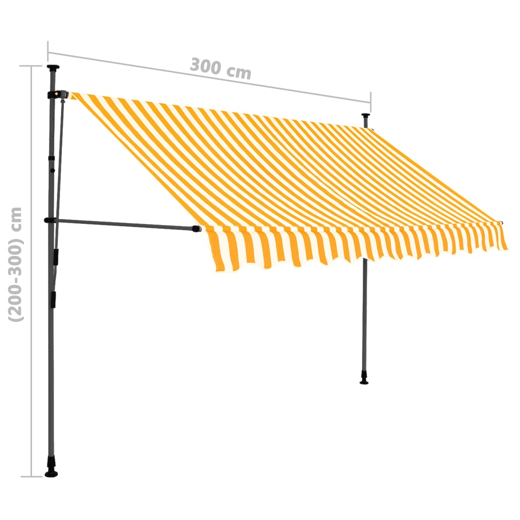 Tenda da Sole Retrattile Manuale LED 300 cm Bianco e Arancione - homemem39