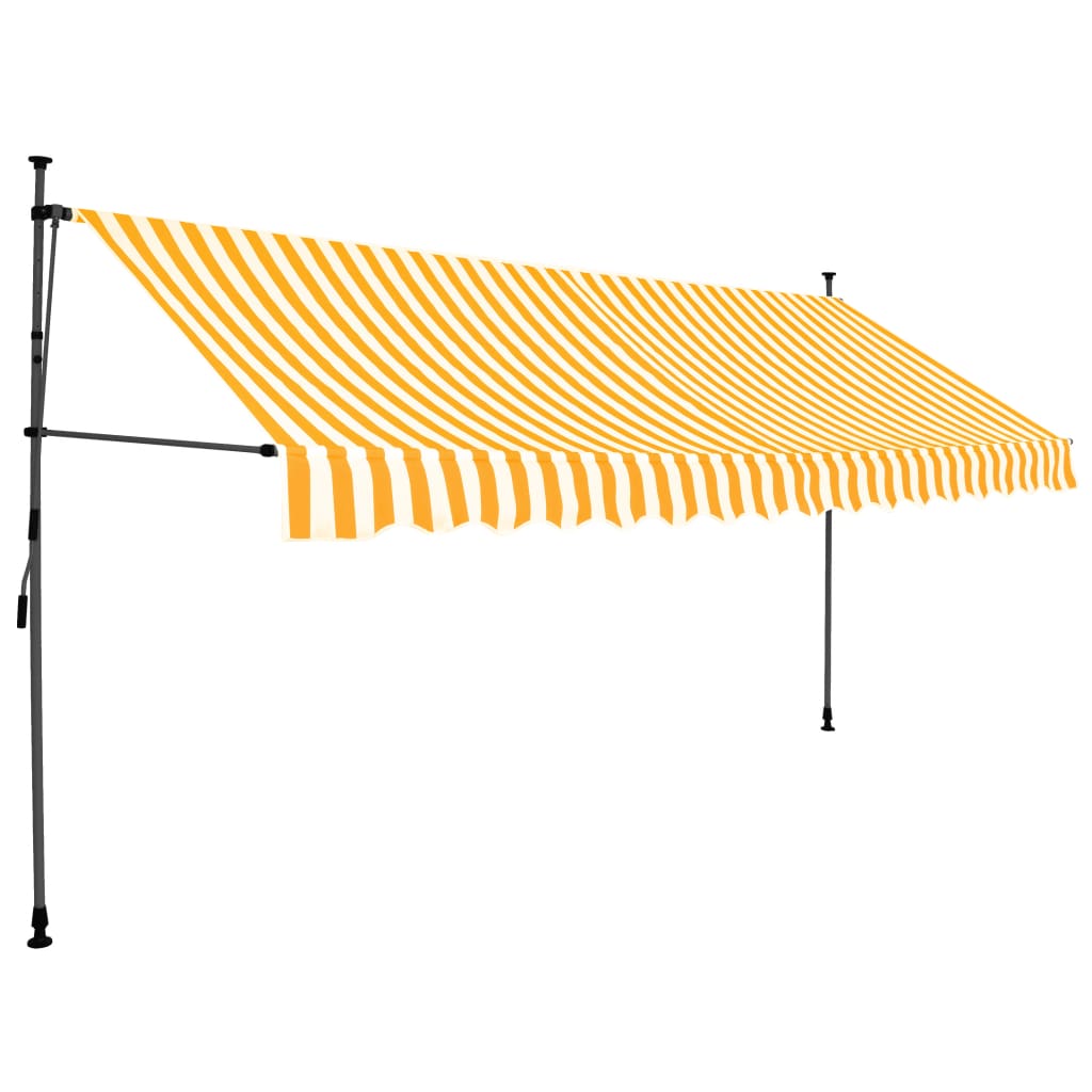 Tenda da Sole Retrattile Manuale LED 350 cm Bianco e Arancione - homemem39