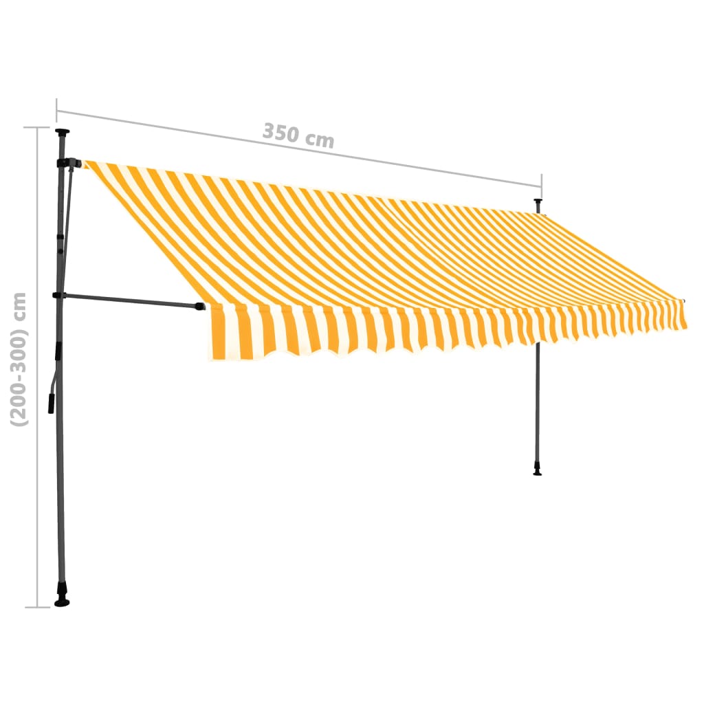 Tenda da Sole Retrattile Manuale LED 350 cm Bianco e Arancione - homemem39