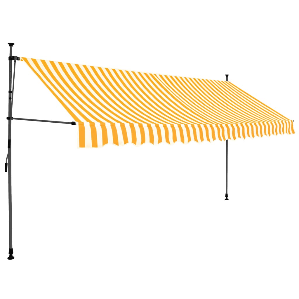 Tenda da Sole Retrattile Manuale LED 400 cm Bianco e Arancione - homemem39