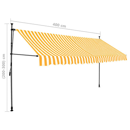 Tenda da Sole Retrattile Manuale LED 400 cm Bianco e Arancione - homemem39