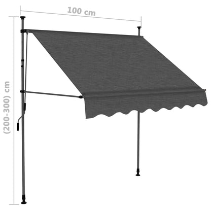 Tenda da Sole Retrattile Manuale con LED 100 cm Antracite - homemem39