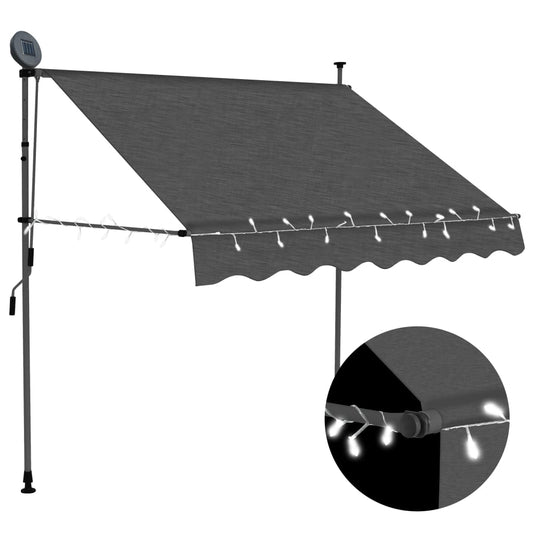 Tenda da Sole Retrattile Manuale con LED 150 cm Antracite - homemem39
