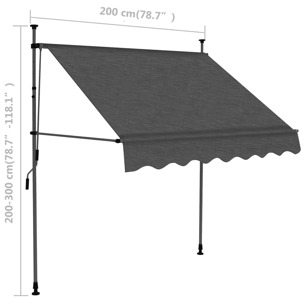 Tenda da Sole Retrattile Manuale con LED 200 cm Antracite - homemem39