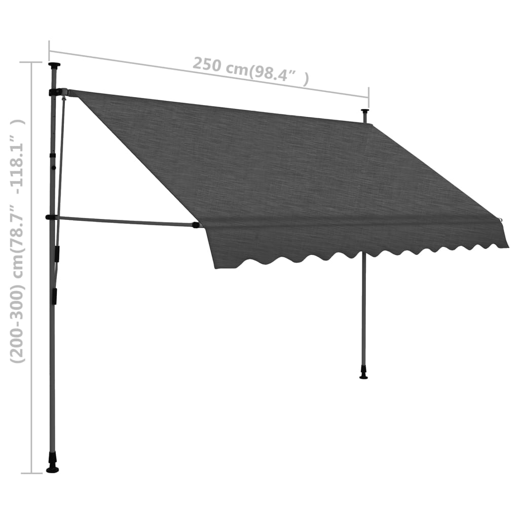 Tenda da Sole Retrattile Manuale con LED 250 cm Antracite - homemem39