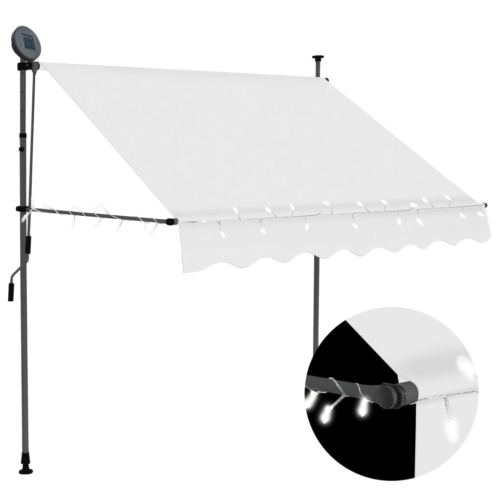 Tenda da Sole Retrattile Manuale con LED 150 cm Crema - homemem39