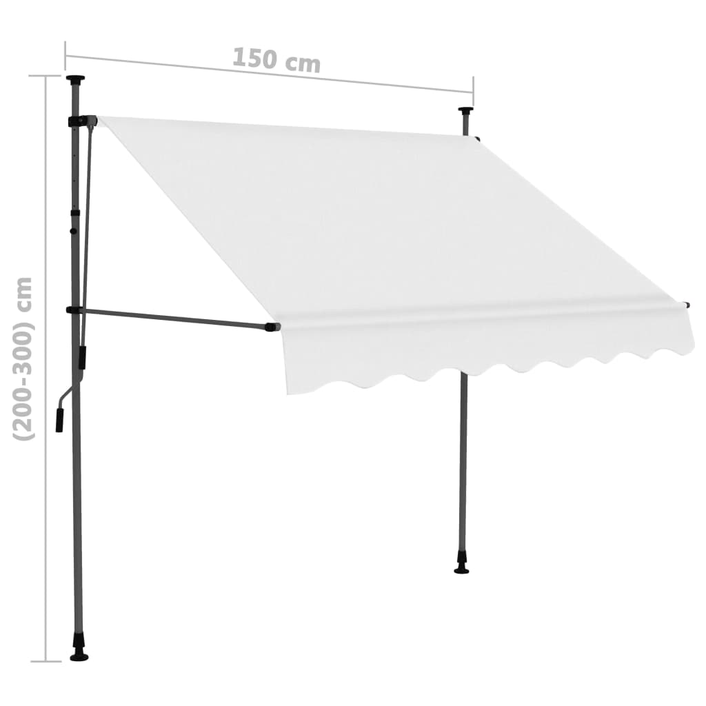 Tenda da Sole Retrattile Manuale con LED 150 cm Crema - homemem39