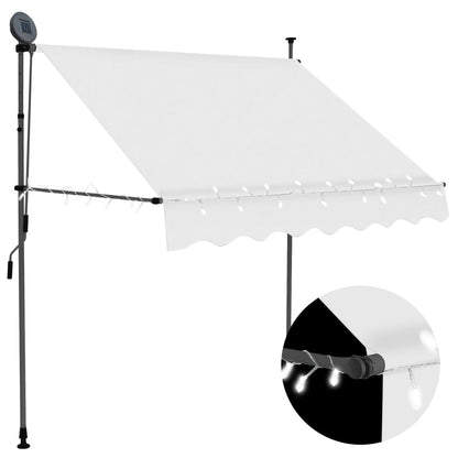 Tenda da Sole Retrattile Manuale con LED 200 cm Crema - homemem39