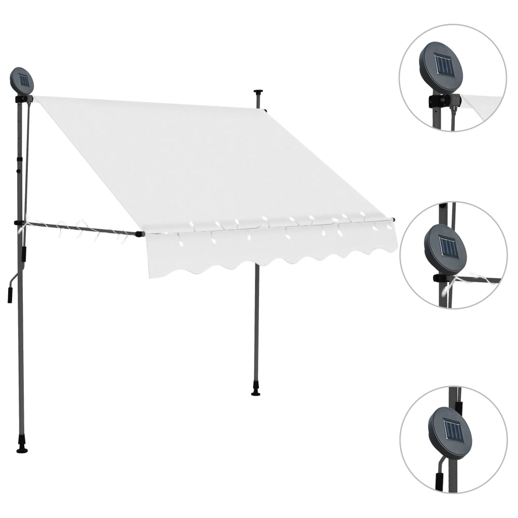 Tenda da Sole Retrattile Manuale con LED 200 cm Crema - homemem39