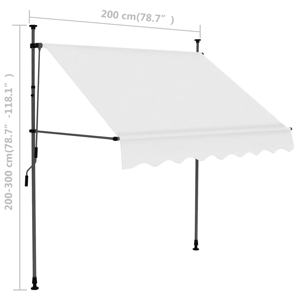 Tenda da Sole Retrattile Manuale con LED 200 cm Crema - homemem39