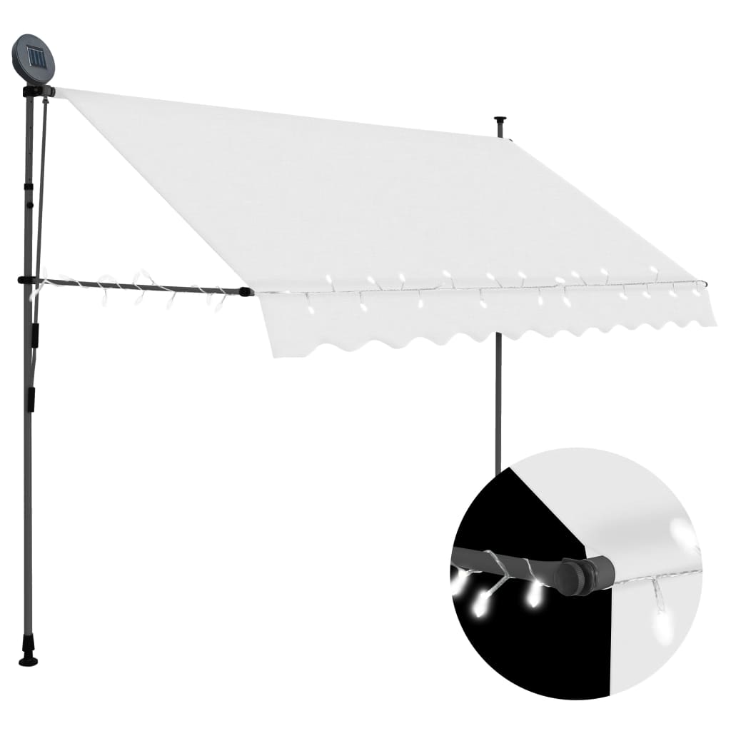 Tenda da Sole Retrattile Manuale con LED 250 cm Crema - homemem39