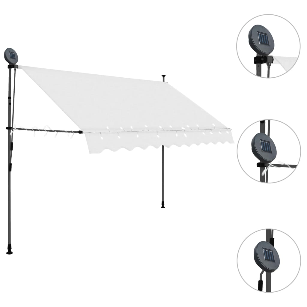 Tenda da Sole Retrattile Manuale con LED 250 cm Crema - homemem39