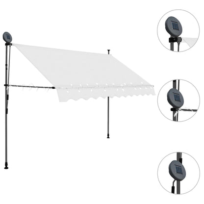 Tenda da Sole Retrattile Manuale con LED 250 cm Crema - homemem39