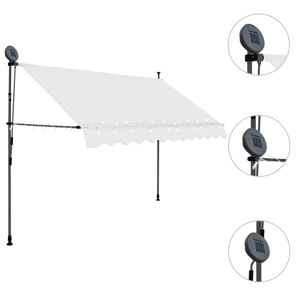 Tenda da Sole Retrattile Manuale con LED 300 cm Crema - homemem39