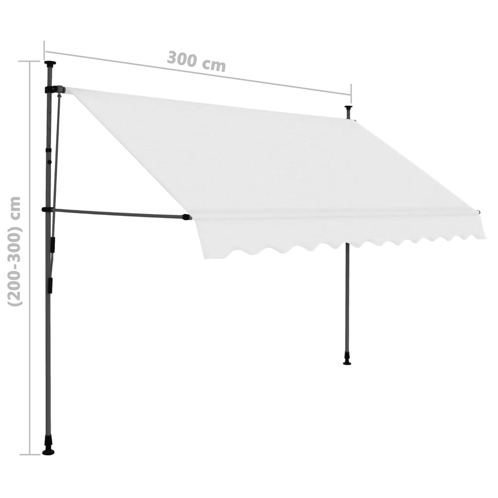 Tenda da Sole Retrattile Manuale con LED 300 cm Crema - homemem39